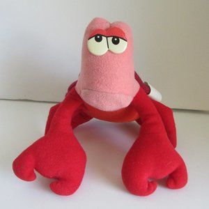 SABASTIAN CRAB Disney Little Mermaid Character 9.5" Long STUFFED ANIMAL Plush